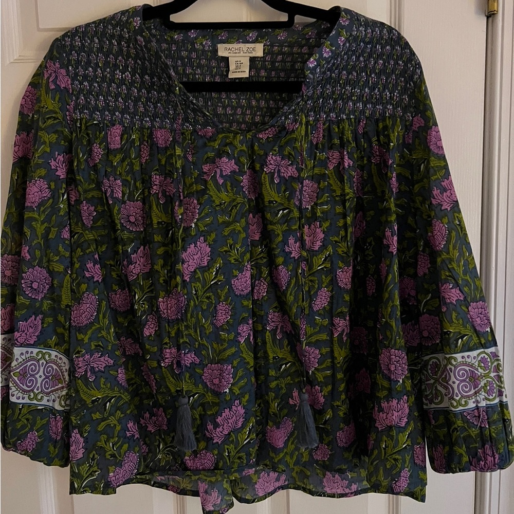 Rachel Zoe cotton block print top